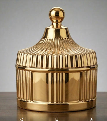 Kaarigar Lume Ribbed Glass Candle Jar with Dome Lid