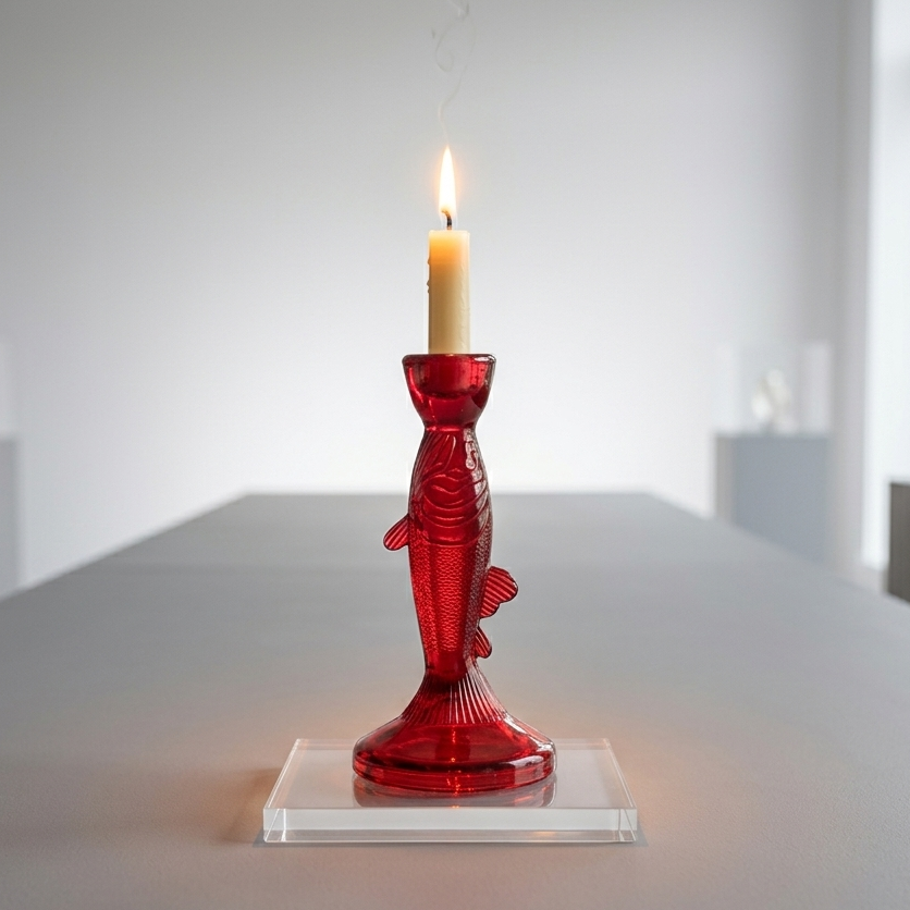 Handcrafted Red Glass Fish Candle Holder – Luxury Table Decor