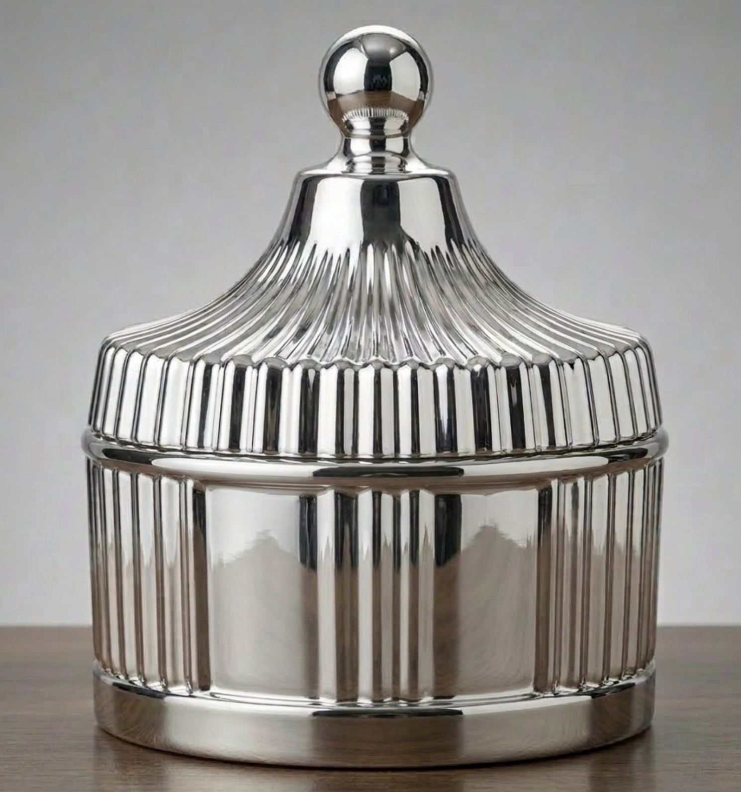 Kaarigar Lume Ribbed Glass Candle Jar with Dome Lid