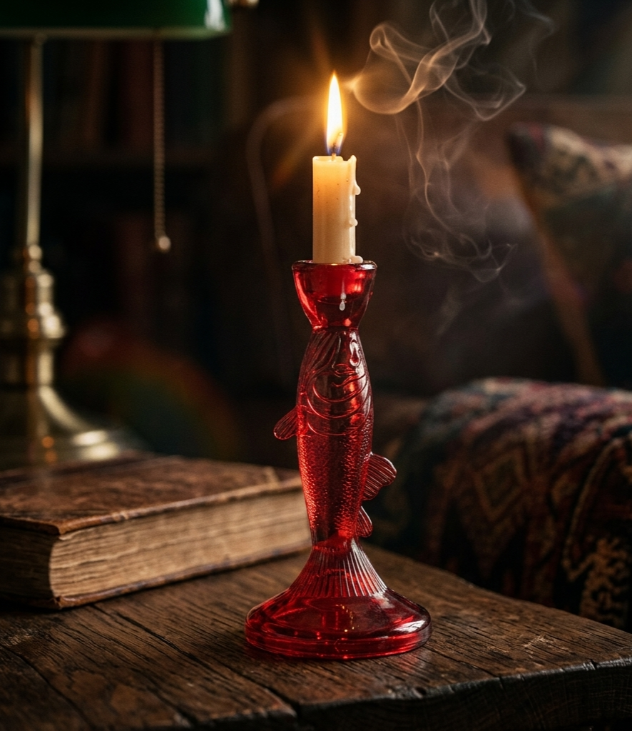 Handcrafted Red Glass Fish Candle Holder – Luxury Table Decor